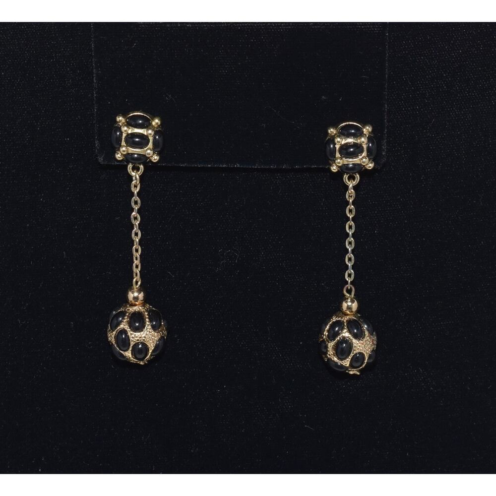 Kenneth Jay Lane Kjl Black Cabochon Dangling Ball… - image 5